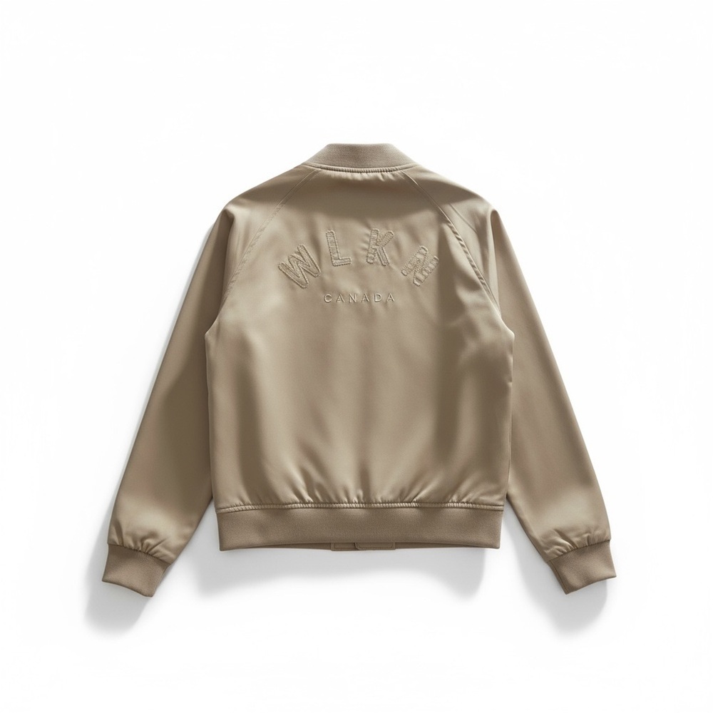 WLKN Women's Taupe Satin Bomber Jacket - Picture 3 of 4